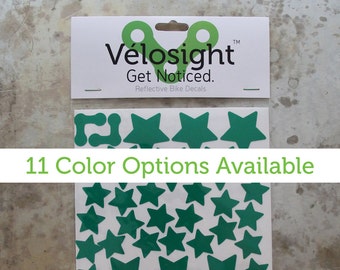 Stars Velosight™ Reflective Bicycle Decals and Bike Helmet Stickers - 11 color options to match bike accessories