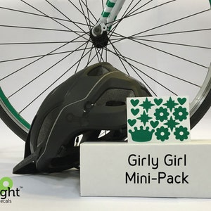 Reflective Bicycle Decals Bike Helmet Safety Stickers Girly Girl Velosight™ Mini-Pack - 11 color options to match bike accessories