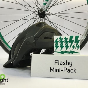Reflective Bicycle Decals Bike Helmet Safety Stickers Flashy Lightning Velosight™ Mini-Pack - 11 color options to match bike accessories