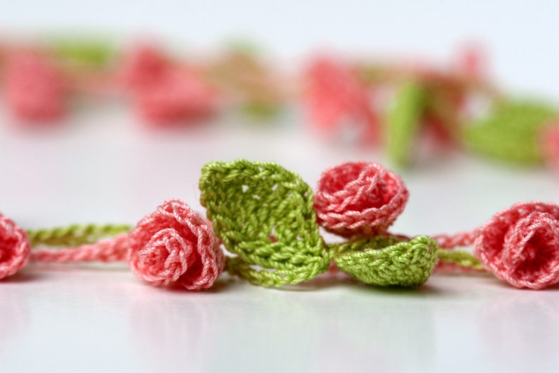 Crochet Pattern Rose Garden Necklace Bracelet Digital file PDF image 5