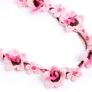 Crochet Pattern Sakura Blossom Necklace Digital file PDF image 3