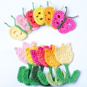 Crochet Pattern Tulips and Butterflies  - Digital file PDF