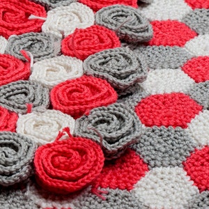 Crochet Pattern Rose Field Blanket Digital file PDF Baby blanket pattern, baby girl blanket pattern, beginner crochet pattern image 2