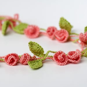 Crochet Pattern Rose Garden Necklace Bracelet  - Digital file PDF