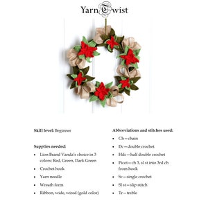 Crochet Pattern Christmas Poinsettia Wreath Digital file PDF image 4