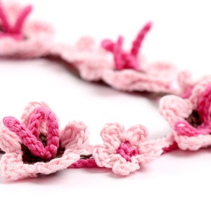 Crochet Pattern Sakura Blossom Necklace Digital file PDF image 2