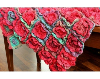Crochet Floral Blanket Pattern Summer Melody | Beginner PDF Instant Download | 3D Flower Throw
