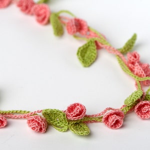 Crochet Pattern Rose Garden Necklace Bracelet Digital file PDF image 4