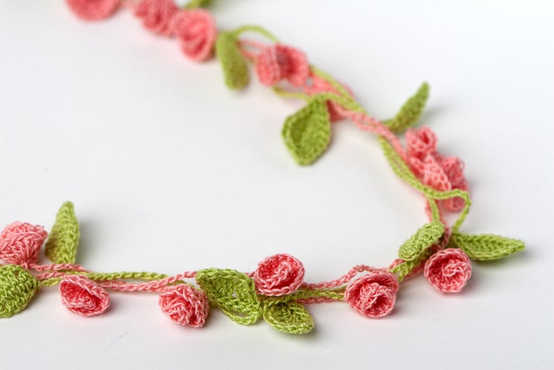 Crochet Pattern Rose Garden Necklace Bracelet Digital file PDF image 4