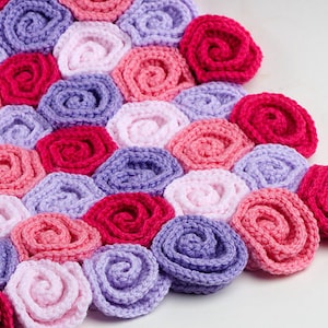 Crochet Pattern Rose Field Blanket - Digital file PDF - Blanket for baby boy, baby girl, or decor afghan, easy beginner tutorial