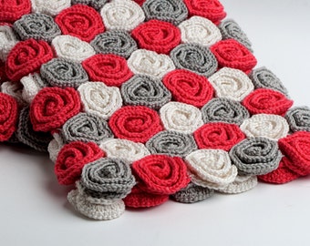 Crochet Pattern Rose Field Blanket - Digital file PDF - Baby blanket pattern, baby girl blanket pattern, beginner crochet pattern