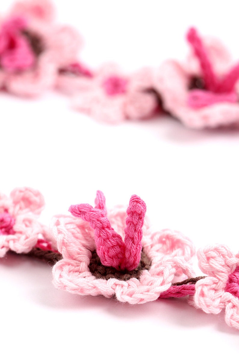 Crochet Pattern Sakura Blossom Necklace Digital file PDF image 4