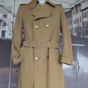 Vtg 70s camel doublebreasted raincoat/Made in Italy/Big lapels/Belt/Size M- 38 US/Trench doppiopetto anni 70/Cammello/Cintura/Tg M-48 IT
