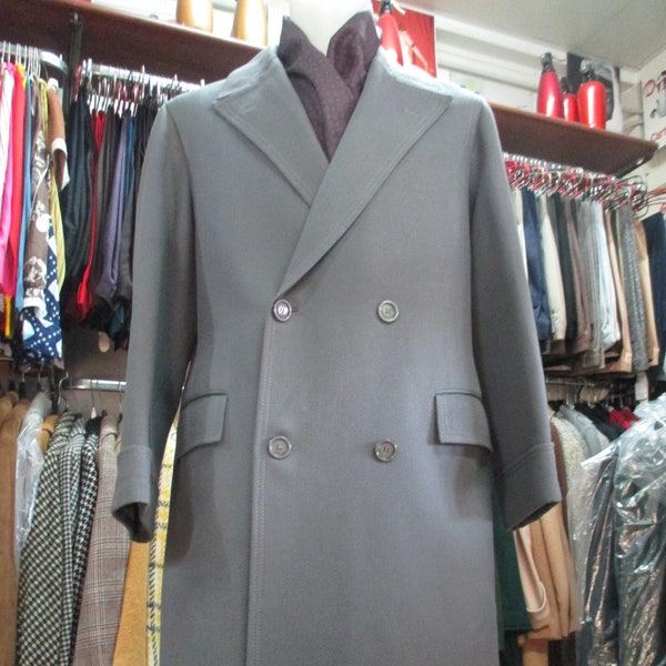 Vtg 40s grey coat/Made in Italy /Pure wool/Flap pockets/Back martingale/Lined/Size L/Cappotto grigio anni 40/Pura lana/Martingala/Tg.50-52IT