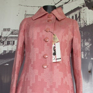 Deadstock 60s patterned coat/NOS 60s Mods coat/Made in Italy by &quot;Stylbert&quot;/ Wool/Size S-M/Cappotto anni 60/Fondo magazzino/Rosa/Tg.42.44 IT