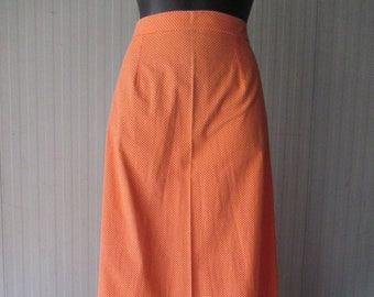 70s orange polka dots maxi skirt/Hippy peasant skirt/Cotton/Sz 8 US/Maxi gonna pois arancio anni 70/Boho/Hippy/Maxi gonna contadina/Tg.42 IT