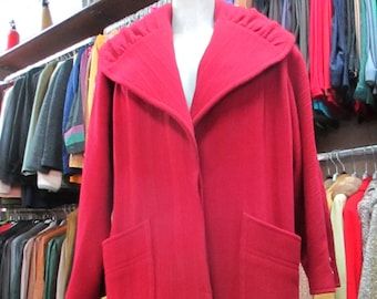Vintage 80s Valentino Wool & Cashmere Red Swing Coat // Designer Vintage 80s Valentino Wool & Cashmere Red Swing Coat // Designer