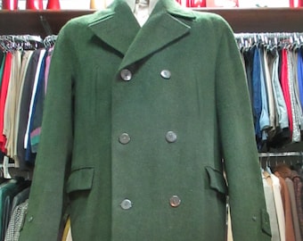 40s doublebreasted  green loden coat/Pure wool/Back martingale/Flap pockets/Size L/Loden verde doppiopetto anni 40/Pura lana/ Martingala/L