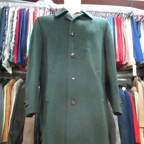 Vtg 60s Moessmer green loden coat/Made in Italy by "PRANDINA"/Wool and alpaca/Back box-pleat/Size M/Loden originale anni 60/Cannone dietro