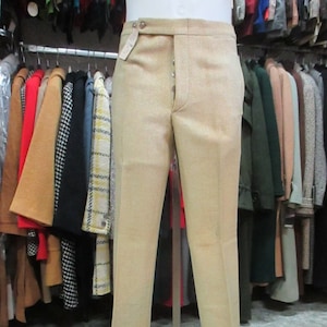 Vtg early 60s deadstock pants/60s NOS trousers/Made in Italy/60s Mod pants/Herringbone pattern/Straight leg/Wool/Size 29-30US/Pantaloni Mods