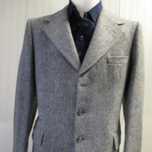 70s pure wool herringbone jacket/Made in Italy/By Arco/Three buttons/Flap pockets/Size M/Giacca spigata anni 70/Arco-Montecatini/Lana/Tg.M