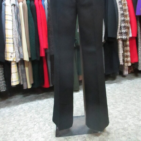 Vtg 70s deadstock black pants/70s NOS trousers/Flared/Made in Italy "FACIS"/Gabardine/SizeM/Pantaloni zampa neri ani 70/Fondo magazzino/46IT