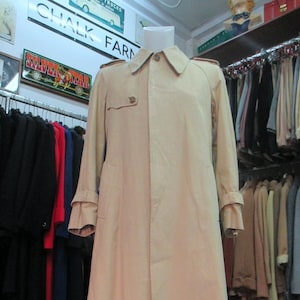 Vtg 70s beige canvas raincoat/Made in Italy by MAGIS/Epaulettes/Back box-pleat/Tartan lining/Size M/Impermeabile tela anni 70/Foderato/Tg. M