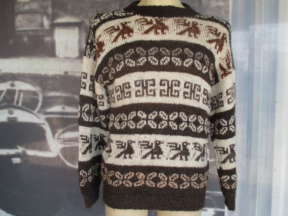 dark Nursery rhymes Thorough 70s Genuine Alpaca Wool Jumper/handmade/brown and White/hippie - Etsy New  Zealand