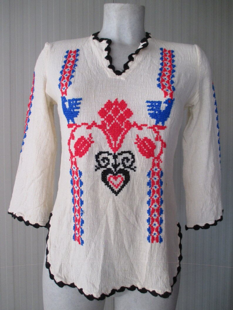 70s Cotton Gauze Shirt/hand Embroidered/boho Shirt/hippie Etsy