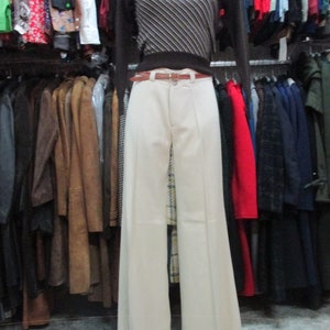 Vtg 70s deadstock flared ivory pants/NOS 70s trousers/Made in Italy/High waist/No pockets/Size S/Pantaloni avorio zampa anni 70/Nuovi/Tg.44