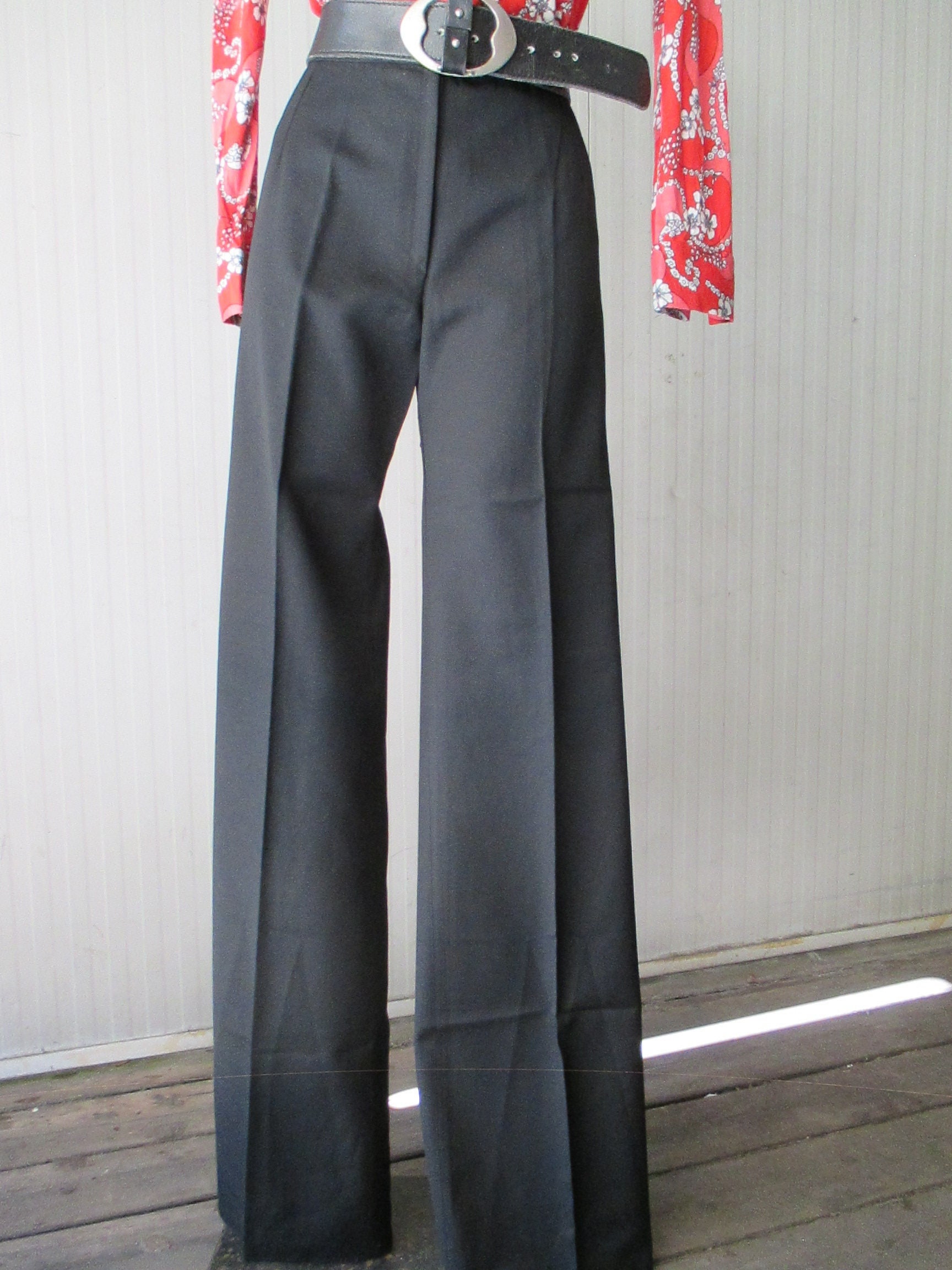 Deadstock 70s Black Flared Pants/vtg 