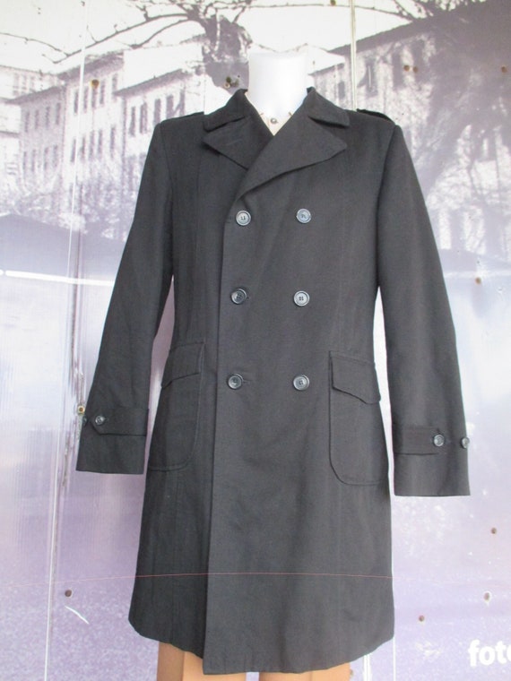Vtg 90s doublebreasted black canvas coat/Made in I