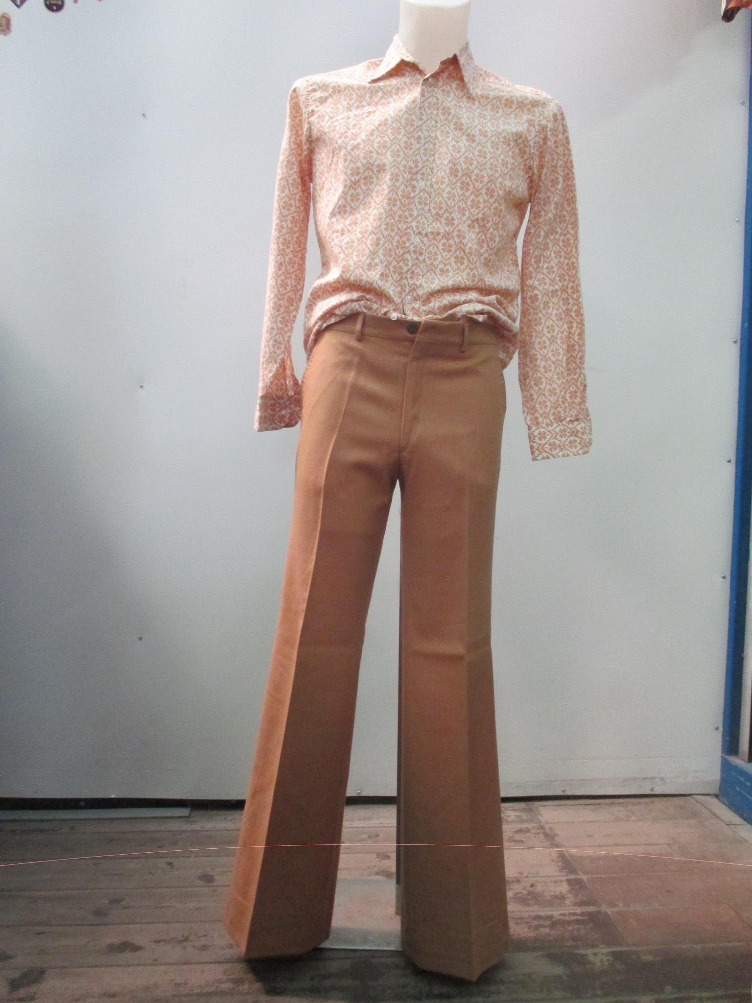 Vtg 60s Deadstock Flared Pants/60s Mods Trousers/camel/3 Pokets