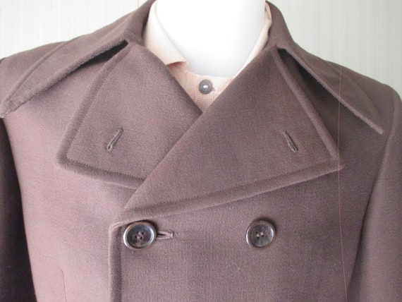 Vtg 60s-70s tailored doublebreasted brown coat/Co… - image 2