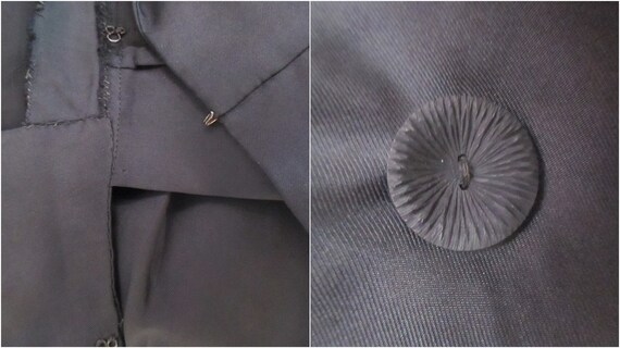 50s luxury black silk dress/Shawl collar/Wide ski… - image 9
