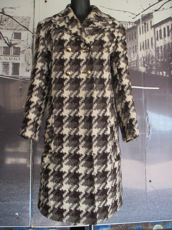 Goegeous 70s Doublebreasted Plaid Coat Pure Wool Brown And Etsy