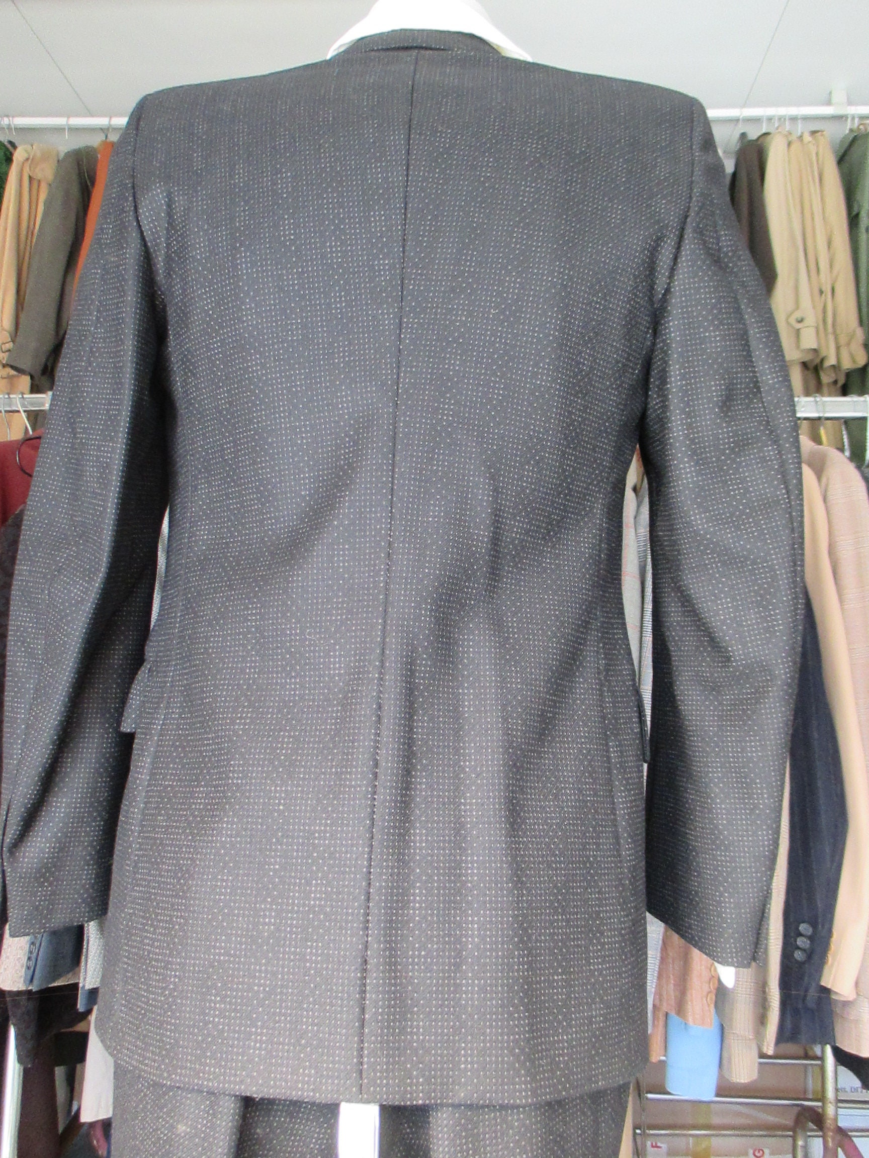 Vtg 60s Deadstock Black Suit 60s NOS Mod Suit made in Italy by marzotto pure Wool slim Jacket