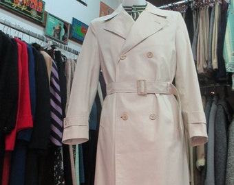 Vtg 70s ivory trenchcoat/Made in Italy"GFT Sportswear"/Buckled belt/Lining/Size S/Trench avorio anni 70/Cintura/Foderato/Tg. S