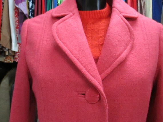 Vtg 60s tailored  coral red coat/60s Mod coat/Woo… - image 2
