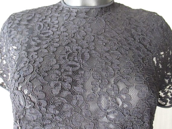 50s Black Lace Blouse/back Buttoning 