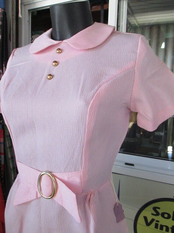 Deadstock 60s Mods pale pink dress/Peter pan coll… - image 6