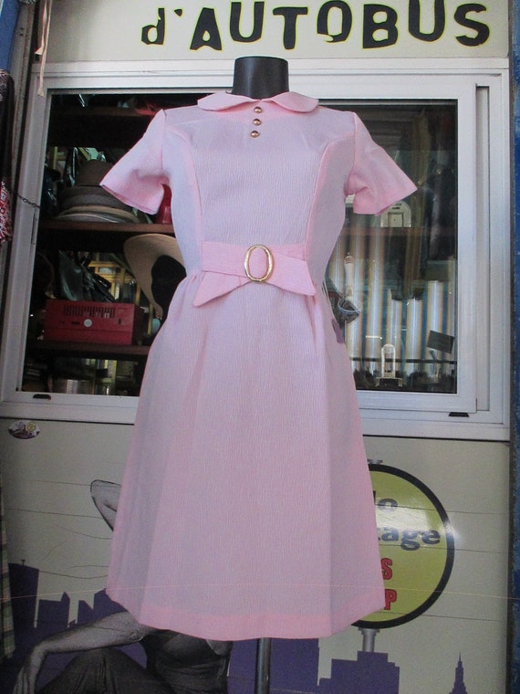 Deadstock 60s Mods pale pink dress/Peter pan coll… - image 1
