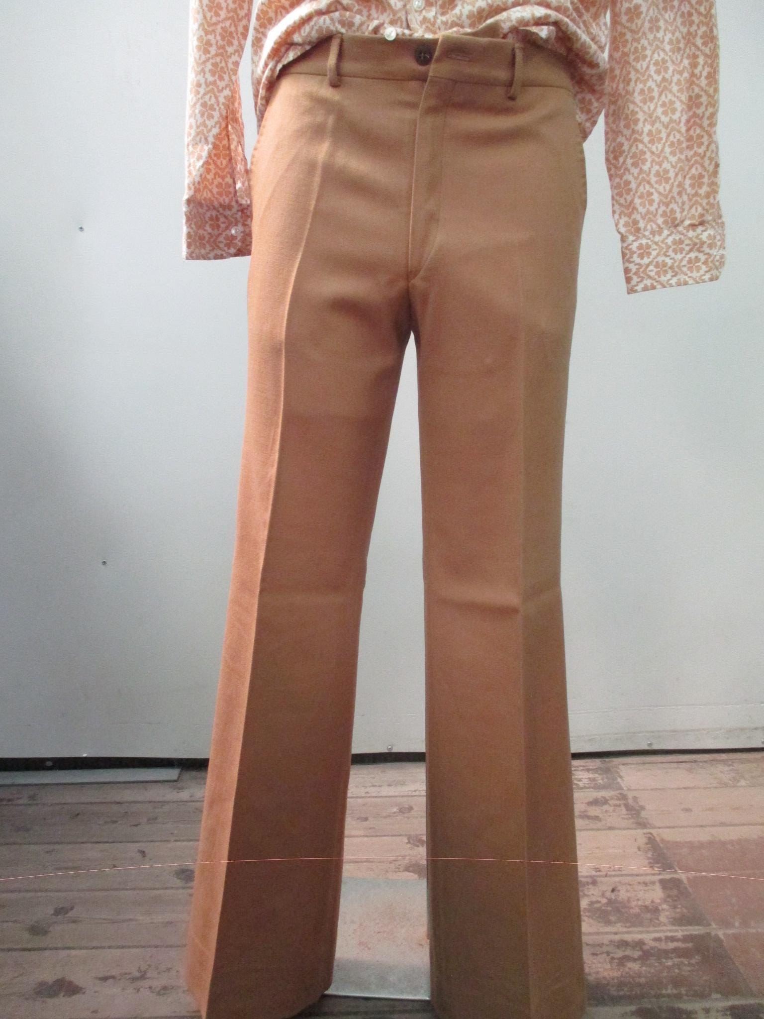 Vtg 60s Deadstock Flared Pants/60s Mods Trousers/camel/3 Pokets