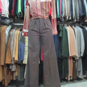 Vtg Deadstock 70s &quot;UFO&quot; flared pants/NOS 70s pants/Woollen cloth/Brown/High waist/Size S/Pantaloni a zampa anni 70/Panno di lana/Marroni/S