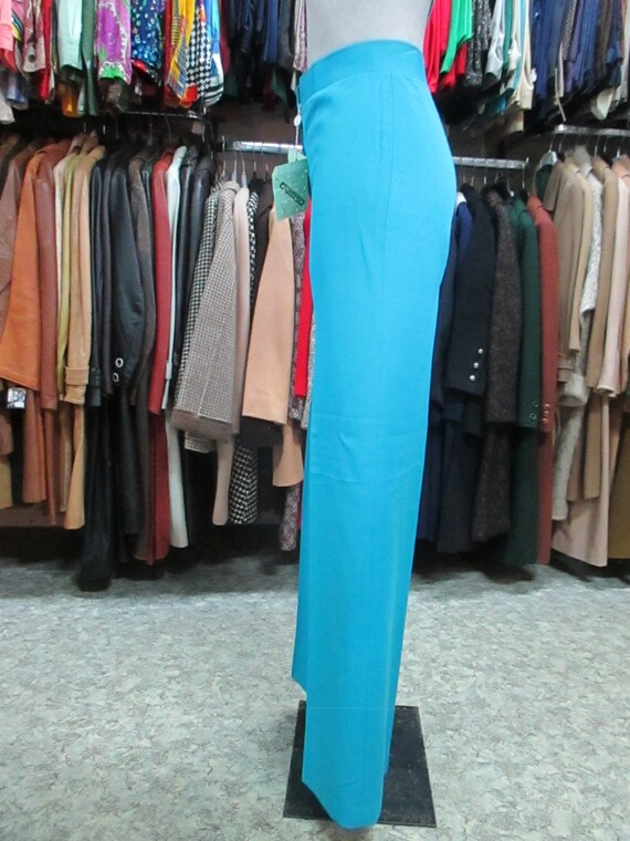 Vtg 70s deadstock turquoise flared pants/NOS flar… - image 3
