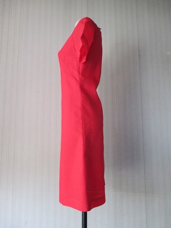 1960s red flared dress/Mandarin collar//A-Line st… - image 4