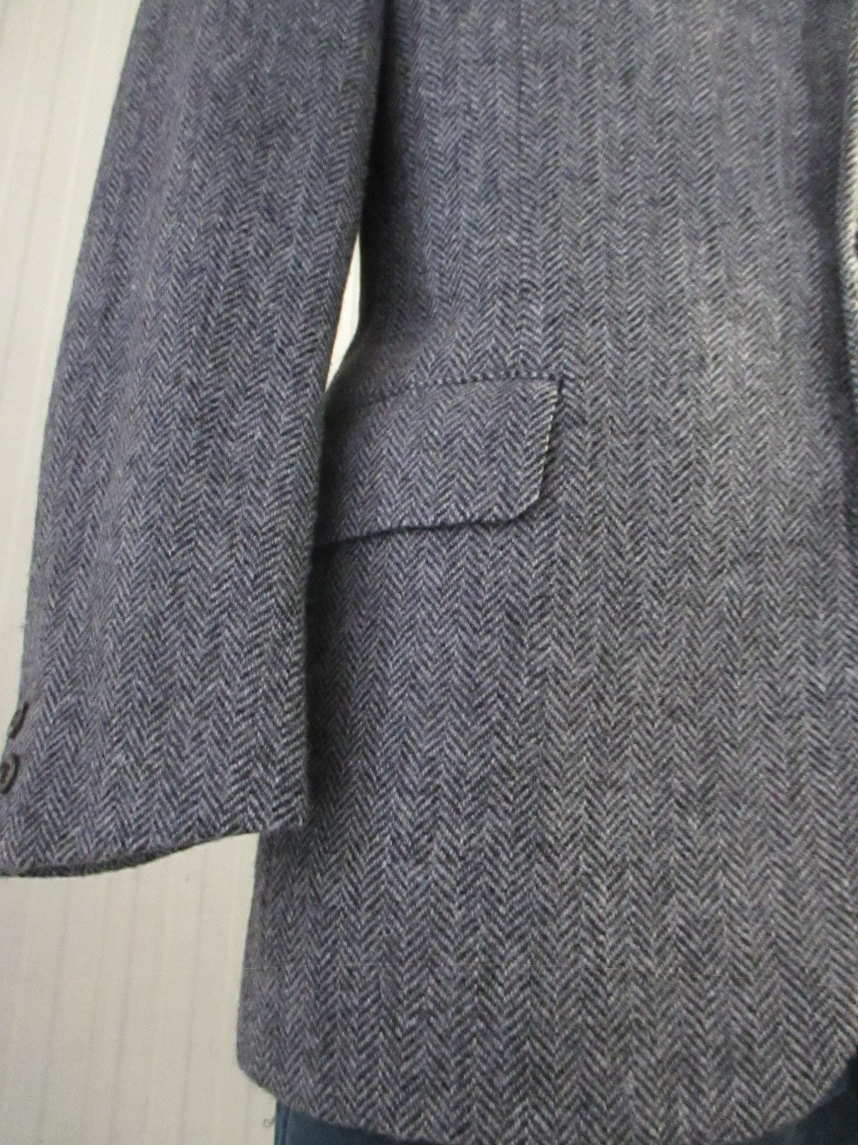 70s Pure Wool Herringbone Jacket/made in Italy/by Arco/three Buttons ...
