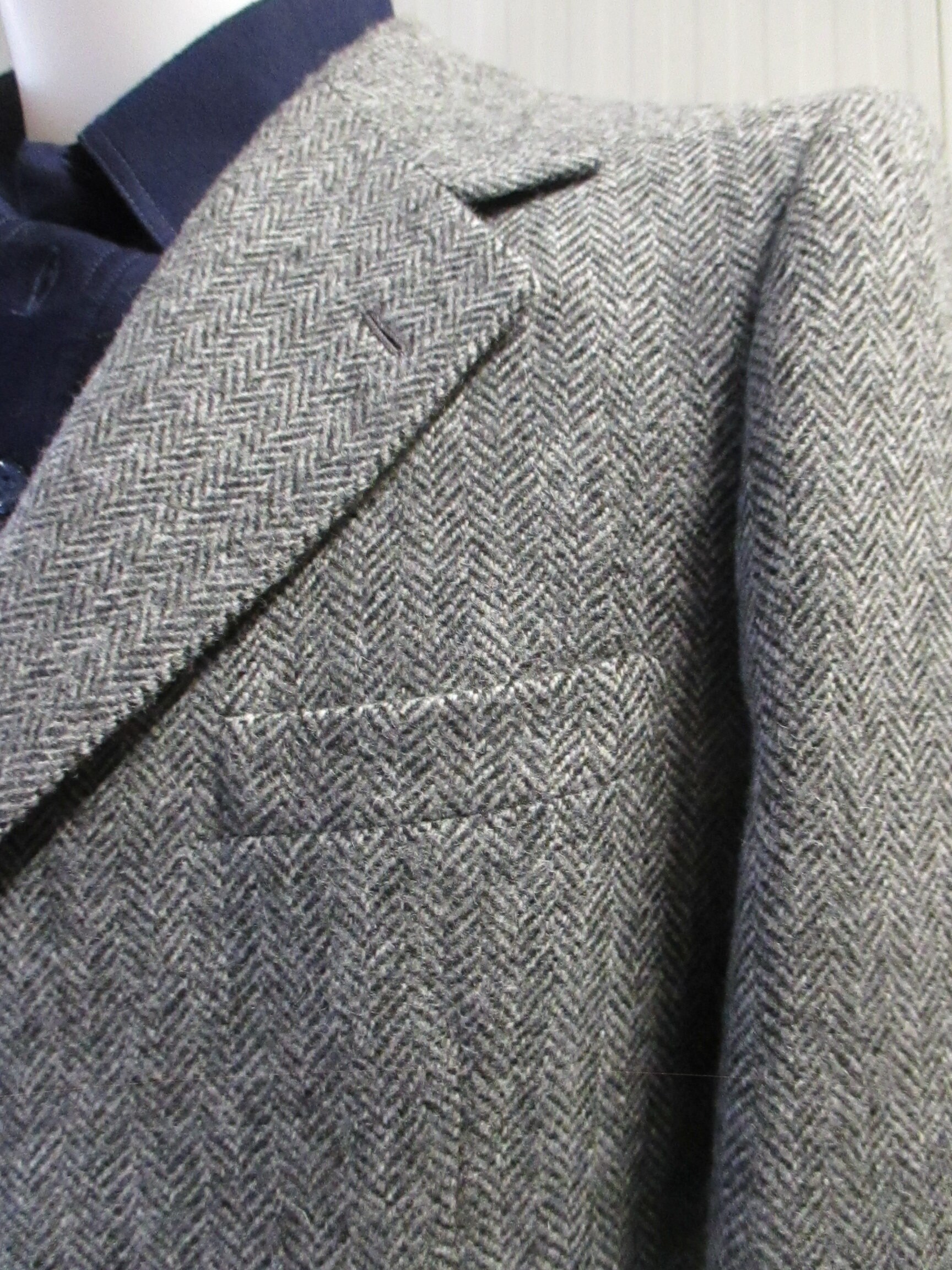 70s Pure Wool Herringbone Jacket/made in Italy/by Arco/three Buttons ...