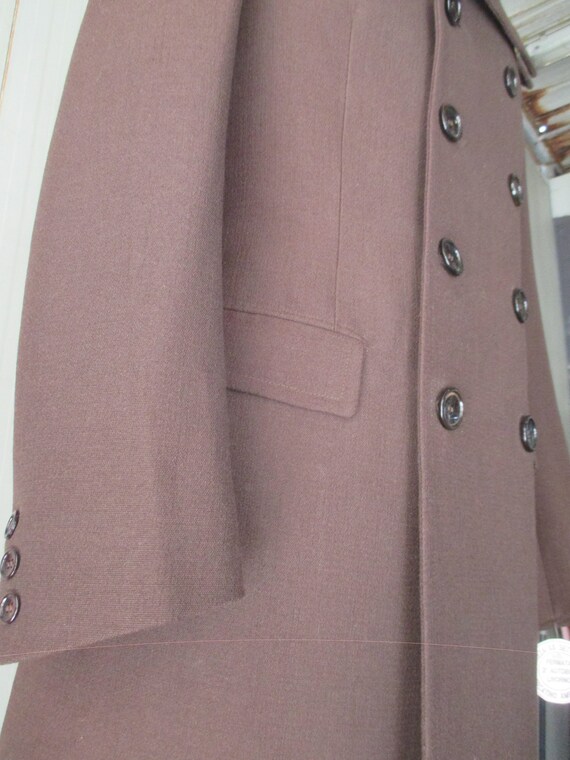 Vtg 60s-70s tailored doublebreasted brown coat/Co… - image 3