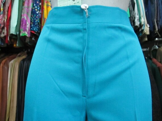 Vtg 70s deadstock turquoise flared pants/NOS flar… - image 2